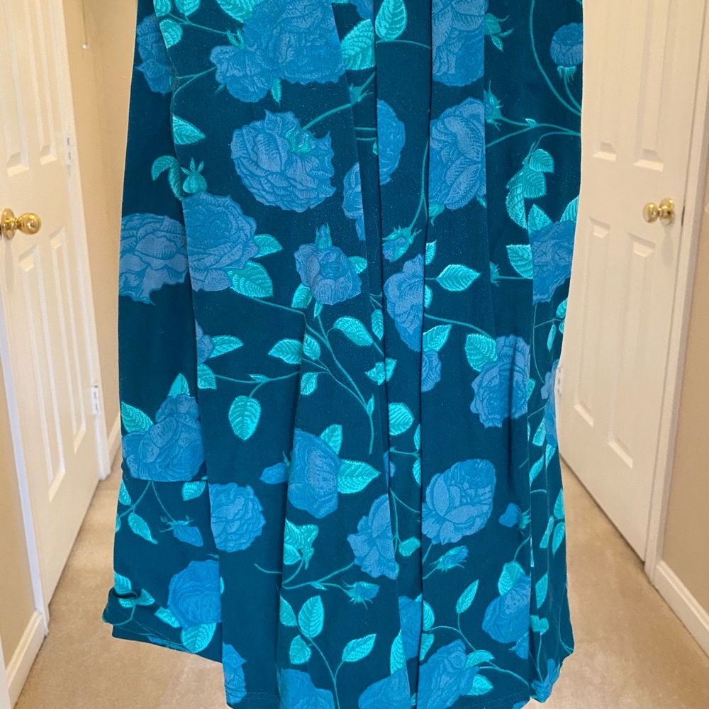 Lularoe Teal Roses Maxi Skirt (M, GUC)